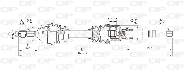 Arbre de transmission OPEN PARTS DRS6154.00