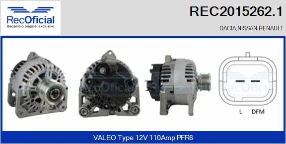 Alternateur RECOFICIAL REC2015262.1