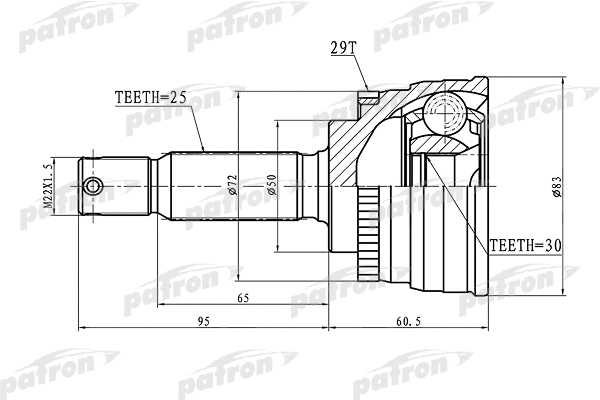 Jeu de joints, arbre de transmission PATRON PCV1721