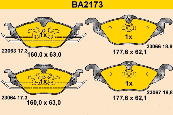 Kit de plaquettes de frein, frein à disque BARUM BA2173