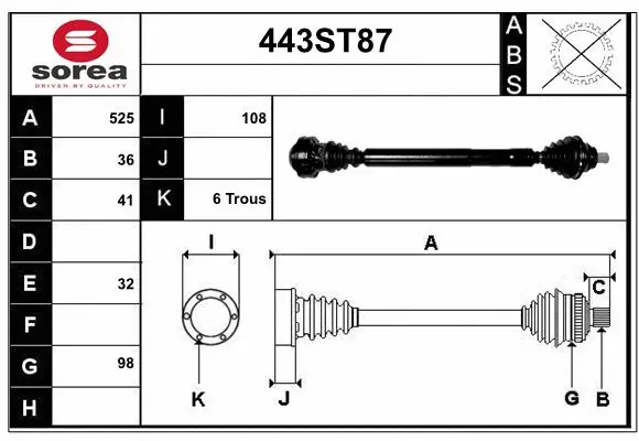 Arbre de transmission STARTCAR 443ST87