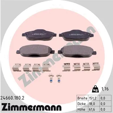 Kit de plaquettes de frein, frein à disque ZIMMERMANN 24660.180.2