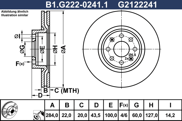 Disque de frein GALFER B1.G222-0241.1