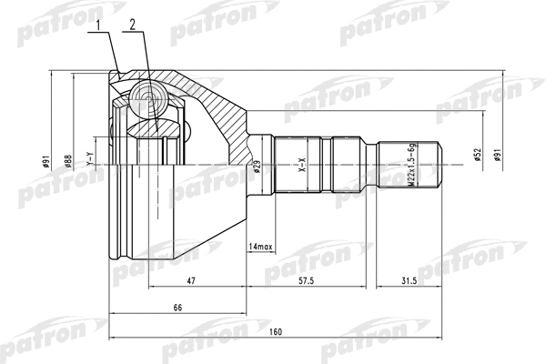 Jeu de joints, arbre de transmission PATRON PCV1505