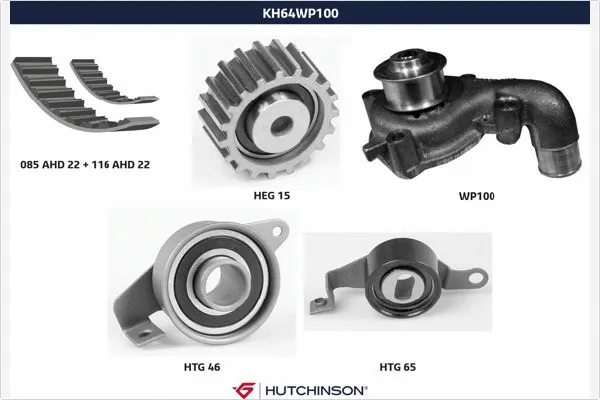 Pompe à eau + kit de courroie crantée HUTCHINSON KH 64WP100