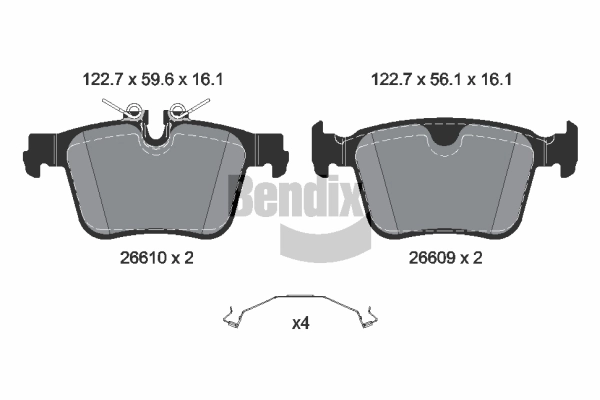 Kit de plaquettes de frein, frein à disque BENDIX Braking BPD2524