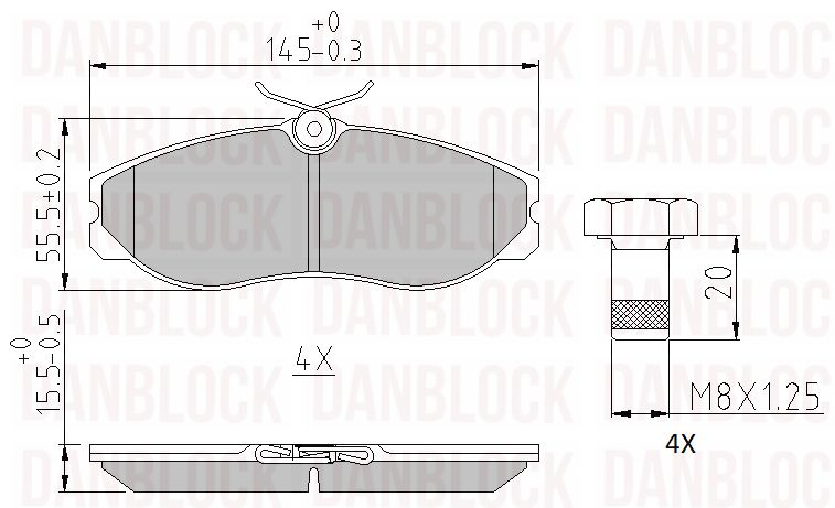 Kit de plaquettes de frein, frein à disque DANBLOCK DB 510257
