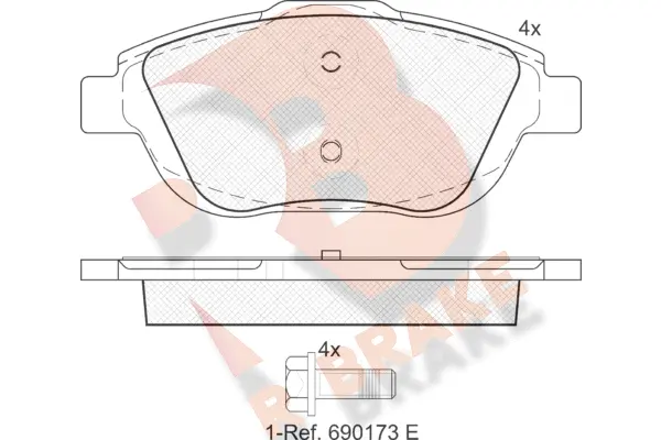 Kit de plaquettes de frein, frein à disque R BRAKE RB1925