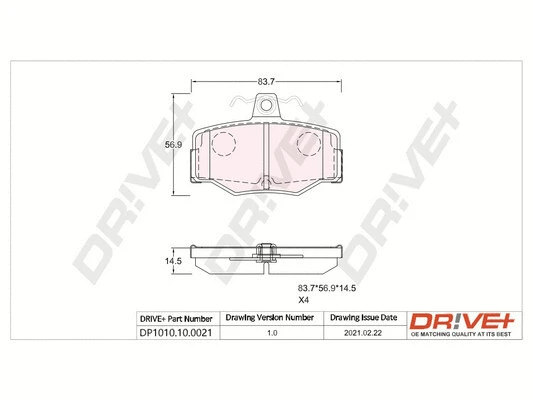 Kit de plaquettes de frein, frein à disque Dr!ve+ DP1010.10.0021
