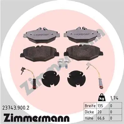 Kit de plaquettes de frein, frein à disque ZIMMERMANN 23743.900.2
