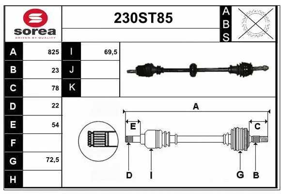 Arbre de transmission STARTCAR 230ST85