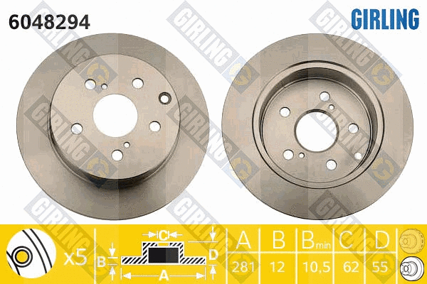 Disque de frein GIRLING 6048294