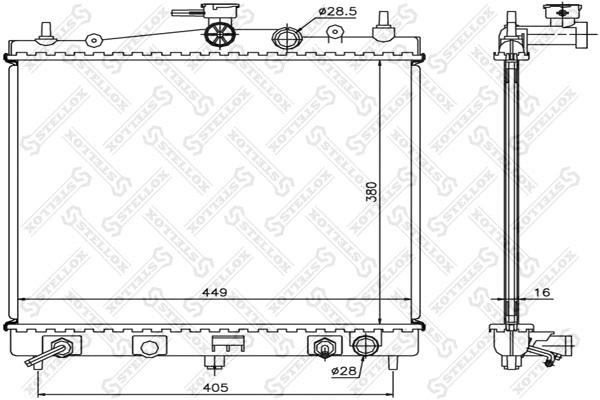 Radiateur, refroidissement du moteur STELLOX 10-25190-SX