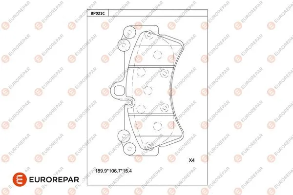 Kit de plaquettes de frein, frein à disque EUROREPAR 1681240580