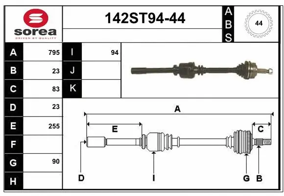 Arbre de transmission STARTCAR 142ST94-44
