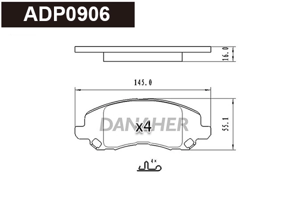 Kit de plaquettes de frein, frein à disque DANAHER ADP0906