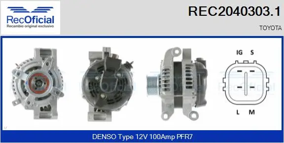 Alternateur RECOFICIAL REC2040303.1