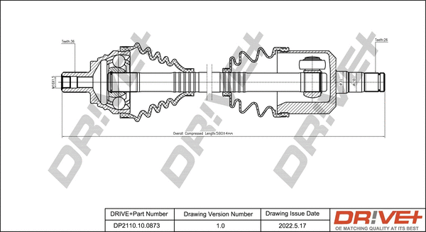 Arbre de transmission Dr!ve+ DP2110.10.0873