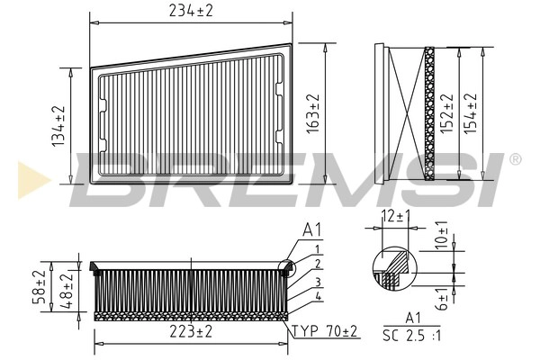 Filtre à air BREMSI FA2338