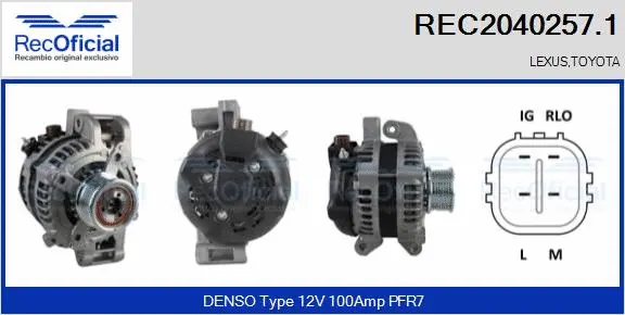 Alternateur RECOFICIAL REC2040257.1