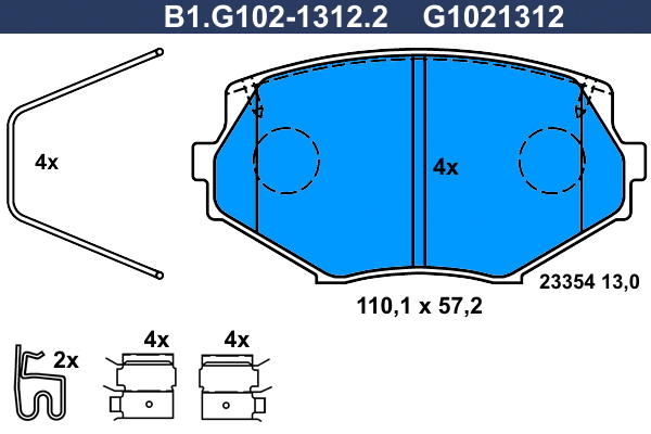 Kit de plaquettes de frein, frein à disque GALFER B1.G102-1312.2