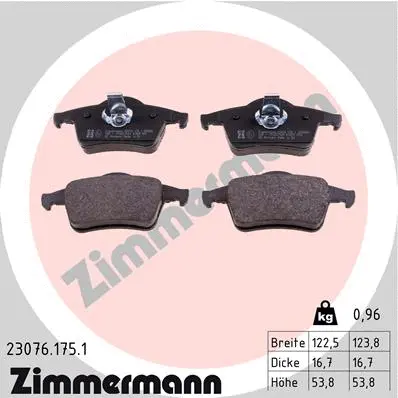 Kit de plaquettes de frein, frein à disque ZIMMERMANN 23076.175.1