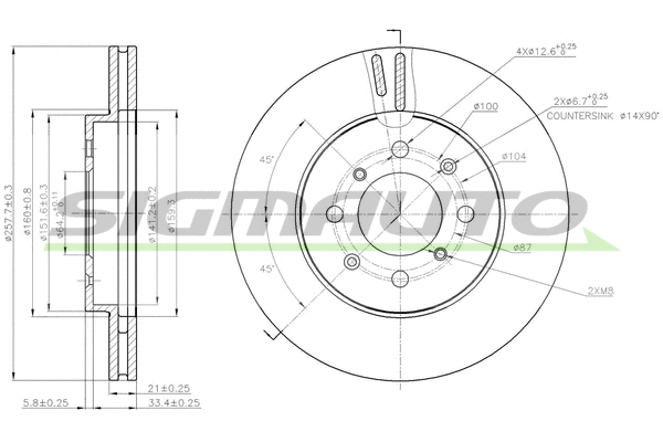 Disque de frein SIGMAUTO DBB610V