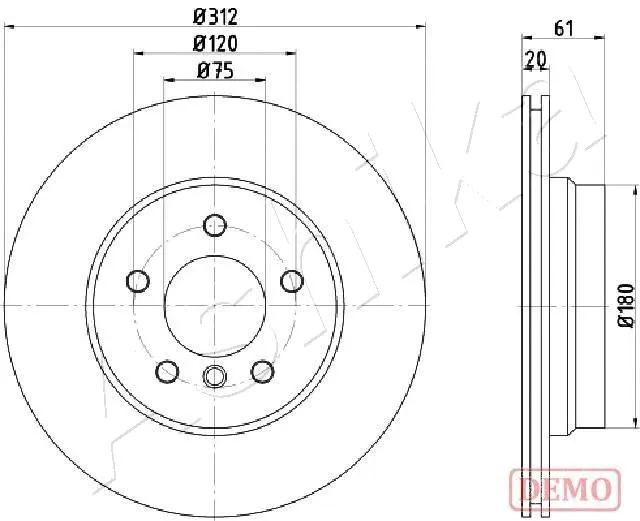 Disque de frein ASHIKA 61-00-0108C