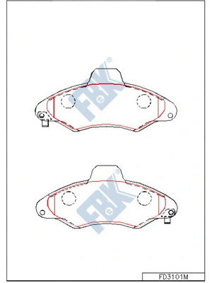 Kit de plaquettes de frein, frein à disque FBK FD3101M