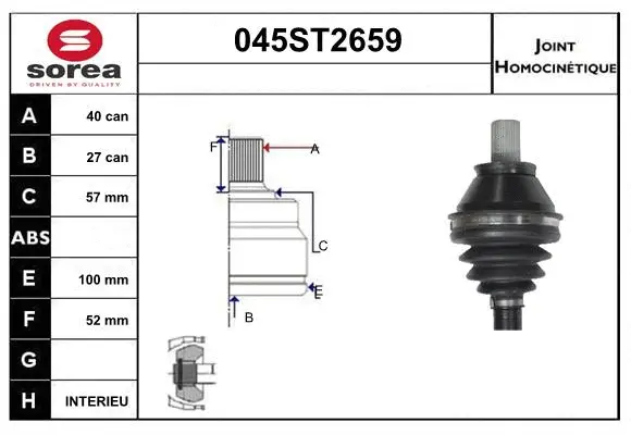Jeu de joints, arbre de transmission STARTCAR 045ST2659