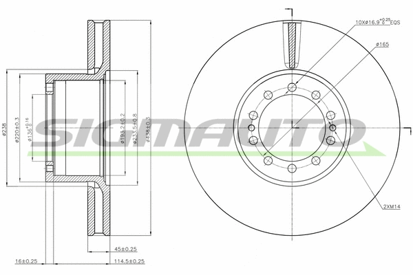 Disque de frein SIGMAUTO DB0286V
