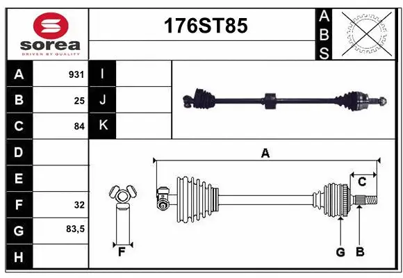 Arbre de transmission STARTCAR 176ST85