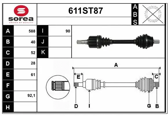 Arbre de transmission STARTCAR 611ST87