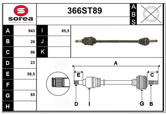 Arbre de transmission STARTCAR 366ST89