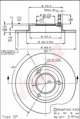 Disque de frein VILLAR 628.1157