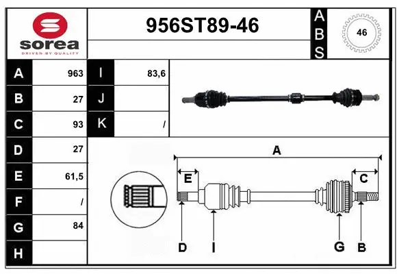 Arbre de transmission STARTCAR 956ST89-46