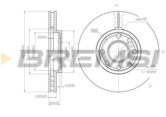 Disque de frein BREMSI CD7041V