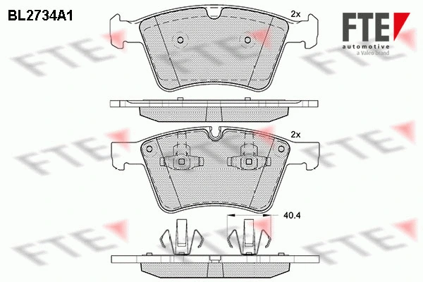 Kit de plaquettes de frein, frein à disque FTE 9011054