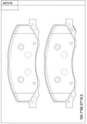 Kit de plaquettes de frein, frein à disque ASIMCO KD7316