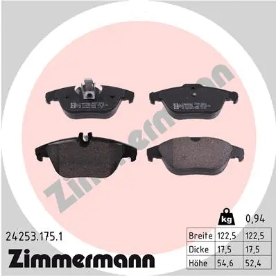 Kit de plaquettes de frein, frein à disque ZIMMERMANN 24253.175.1