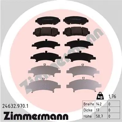 Kit de plaquettes de frein, frein à disque ZIMMERMANN 24632.970.1