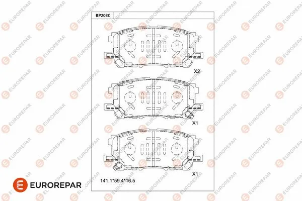 Kit de plaquettes de frein, frein à disque EUROREPAR 1681236680