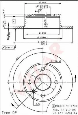 Disque de frein VILLAR 628.0306