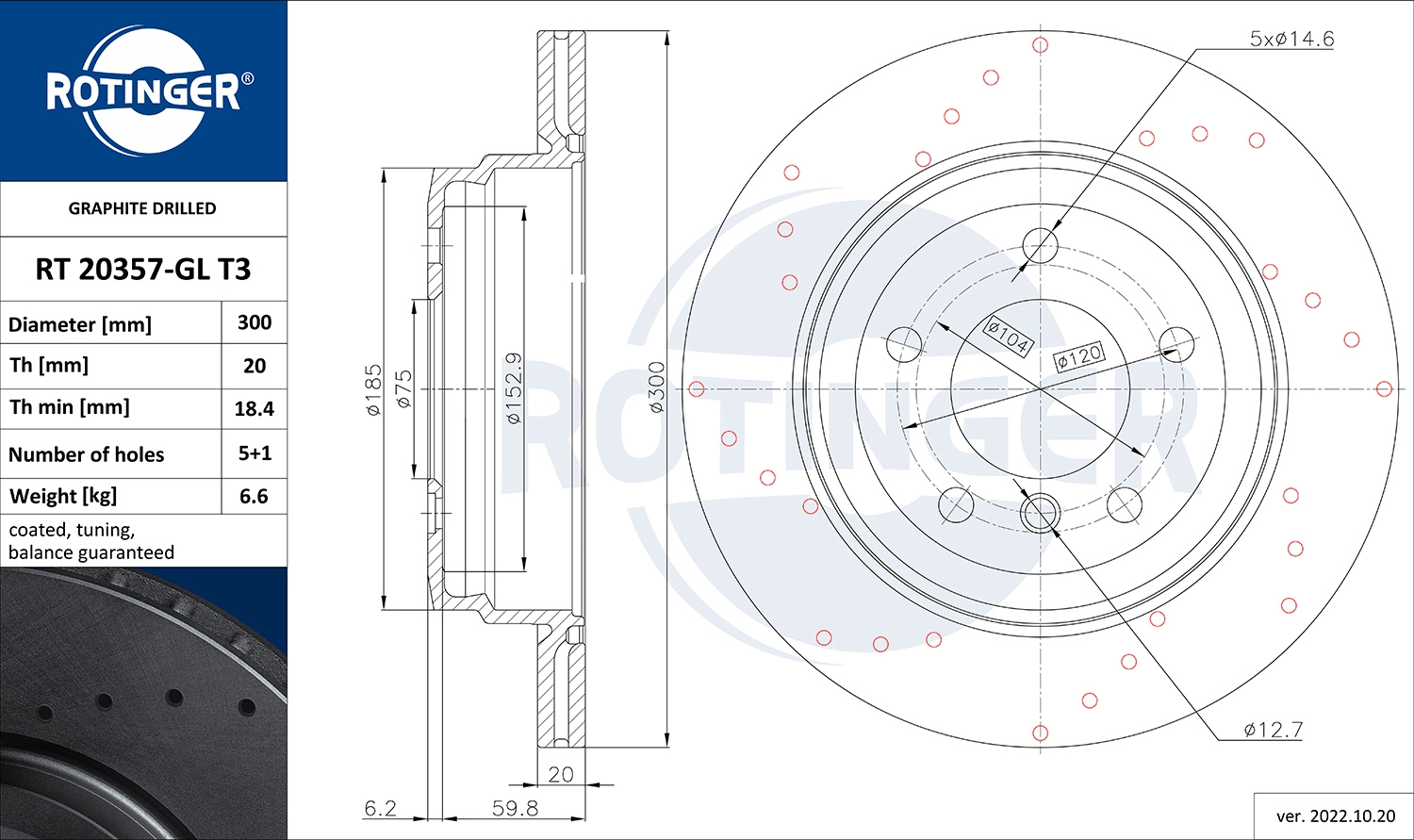 Disque de frein ROTINGER RT 20357-GL T3