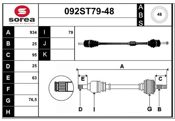 Arbre de transmission STARTCAR 092ST79-48