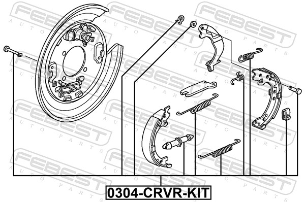 Kit d'accessoires, mâchoires de frein de stationnement FEBEST 0304-CRVR-KIT