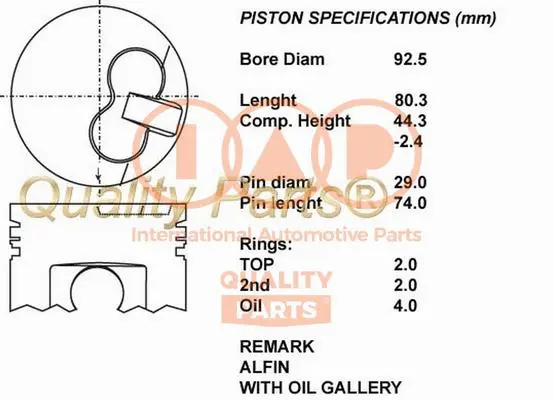 Piston IAP QUALITY PARTS 101-17053