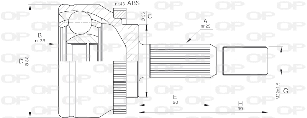 Jeu de joints, arbre de transmission OPEN PARTS CVJ5574.10