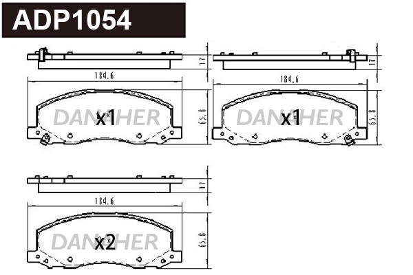 Kit de plaquettes de frein, frein à disque DANAHER ADP1054