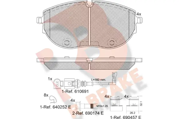 Kit de plaquettes de frein, frein à disque R BRAKE RB2401